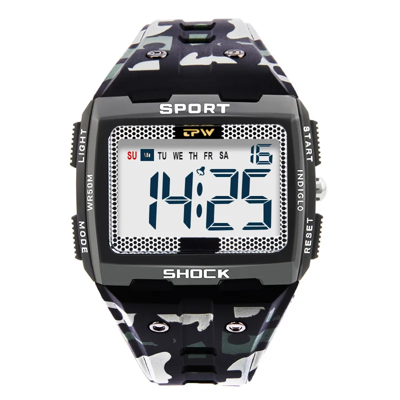 New Men Sports Watch Electronic Multi-functional Digital Students LED Screen Mountaineering Cycling Watches Waterproof StopWatch