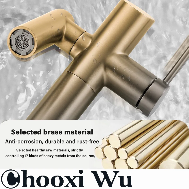 صنبور حوض للحمام مصنوع بالكامل، معالجة سطحية مطلية بالماء، قلب صمام سيراميك، تحكم مزدوج ساخن وبارد، 360 درجة °   دوران #2