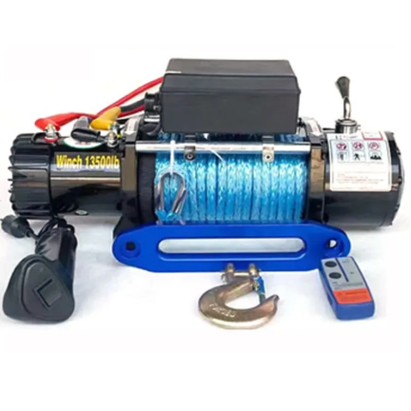 12V 24V Electric Winch Nylon Rope Off Road Self Recovery Vehicle Mounted Mini Hoist