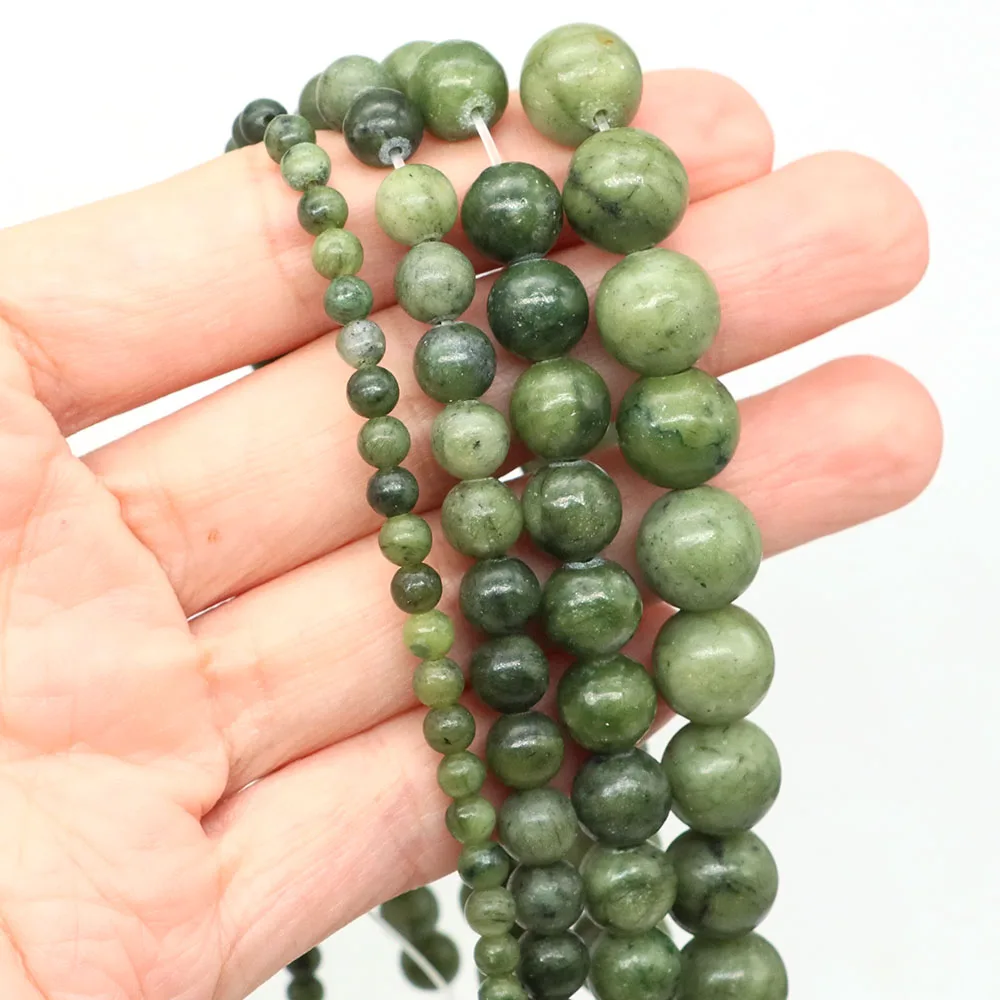 4 6 8 10mm Natural Green Southern Jade Stone Beads Round Loose Spacer Bead for DIY Bracelet Necklace Charm Jewelry Accessories