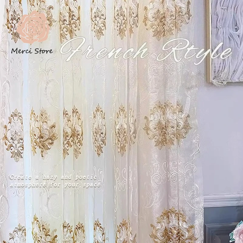 

Luxury Heavy Embroidery Sheer Curtains French European Style Modern Design for Bedroom Living Room Balcony Custom Window Drapes