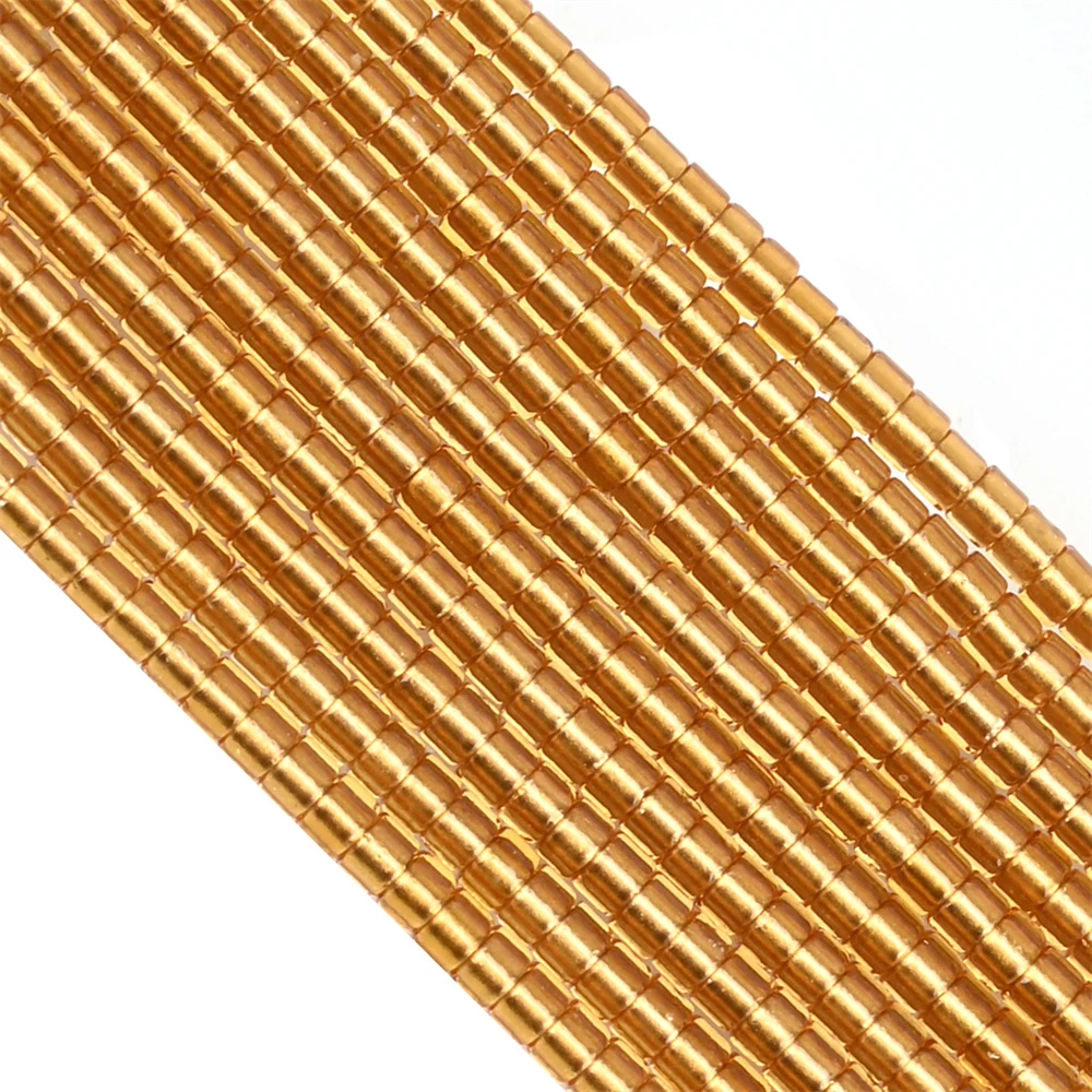 1000Pcs Golden Colour Lined Glass Seed Beads Uniform Size Japan Non-Fading Seedbeads for Jewelry Making Diy Bracelet Watch Strap