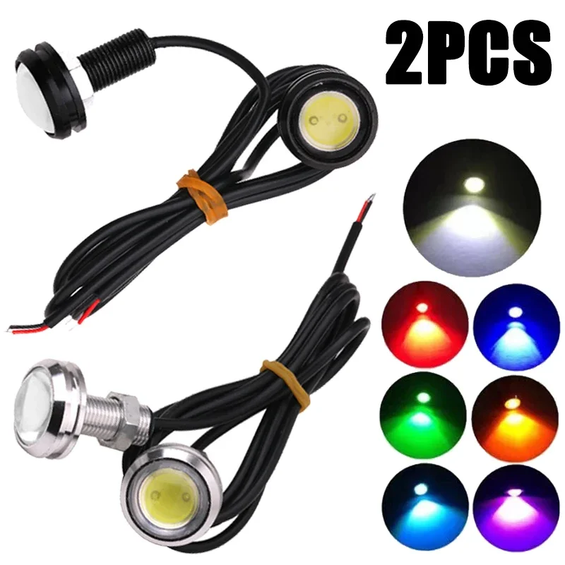 New 23mm LED Motorcycle Eagle Eye Light 12V 3W Reverse Backup Driving Lamp Fog Lamp Headlight Bulb Daytime Running Light 2Pcs