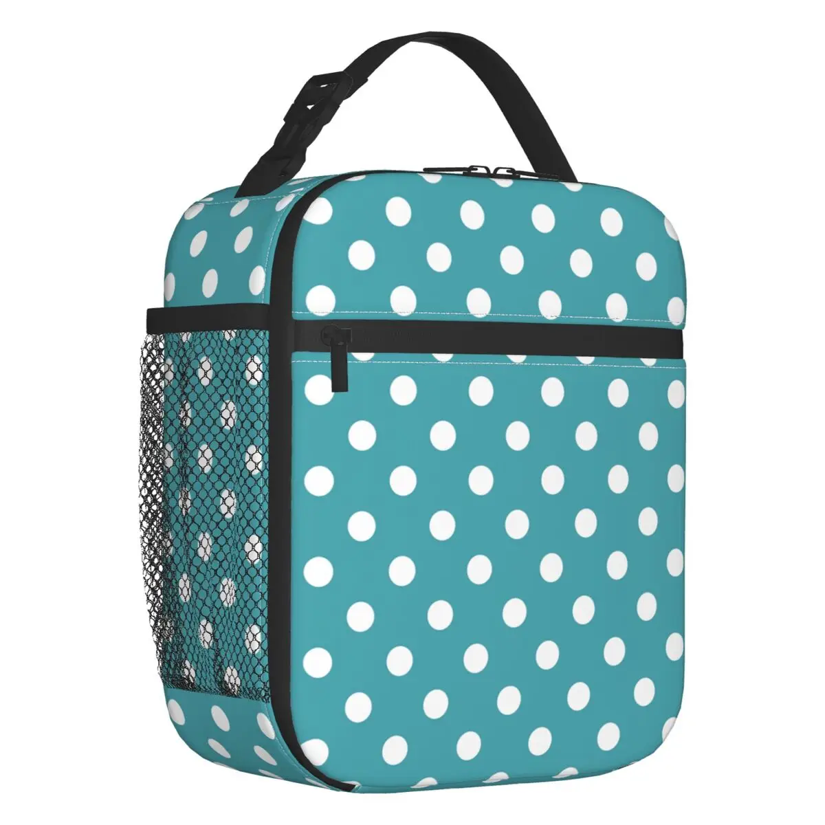 

Mint Green And White Polka Dot Pattern Thermal Insulated Lunch Bag Portable Lunch Container For Camp Multifunction Food Box