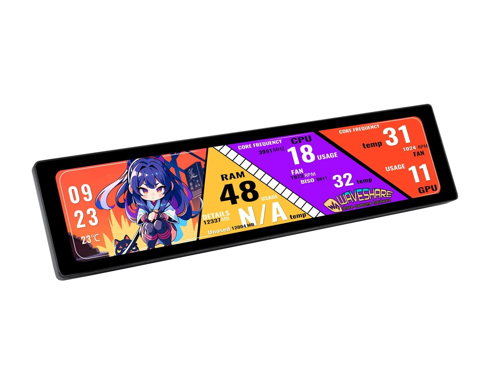 For 11.9inch IPS Display, 320×1480 Toughened Glass Panel HDMI Metal Case