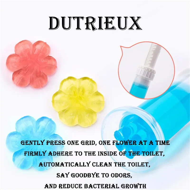Toilet Cleaner Gel 6 Color Rainbow Flower Shaped Dissolving Sticks Deodorizer Bathroom Odor Removal Long Lasting Floral Fragranc