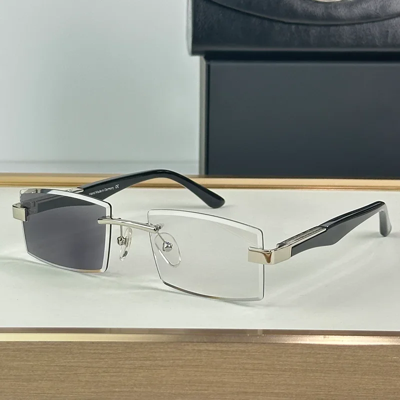 

THE ARTIST F Luxury Craft Black Sliver Rimless Photochromic Sunglasses for Male High Street Acetate Boundless Solar Glasses