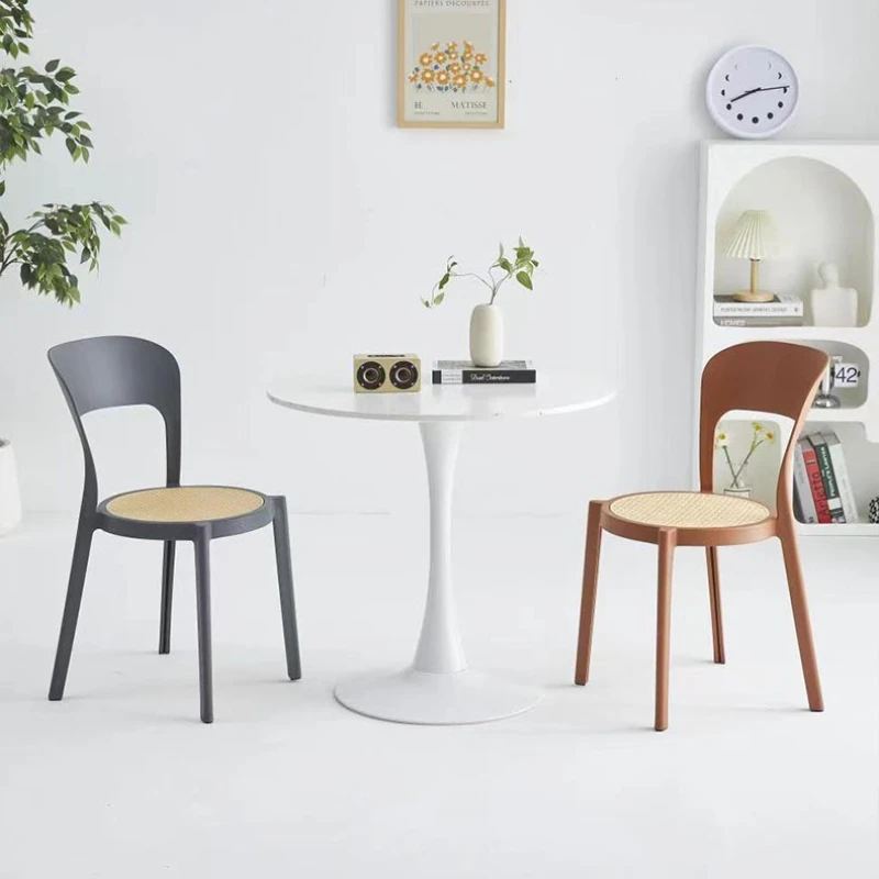 

Plastic Chair Home Dining Chair Rattan Chairs Restaurant Modern Simple Fashion Creative Backrest Stool Nordic Chairs
