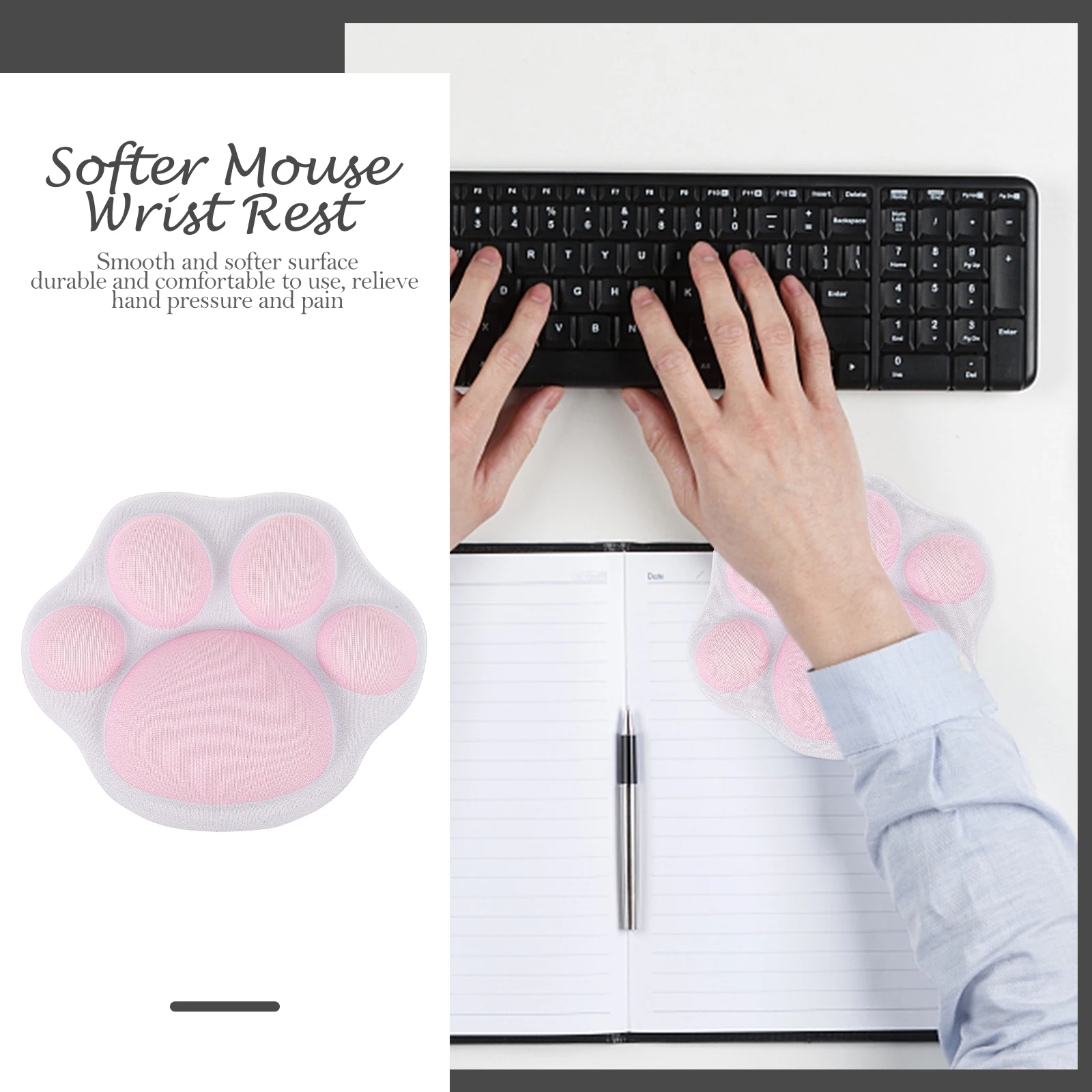 

Mouse Wrist Rest Pad Silicone Hand Support Cat Paw Keyboard Cute for Soft Ergonomic