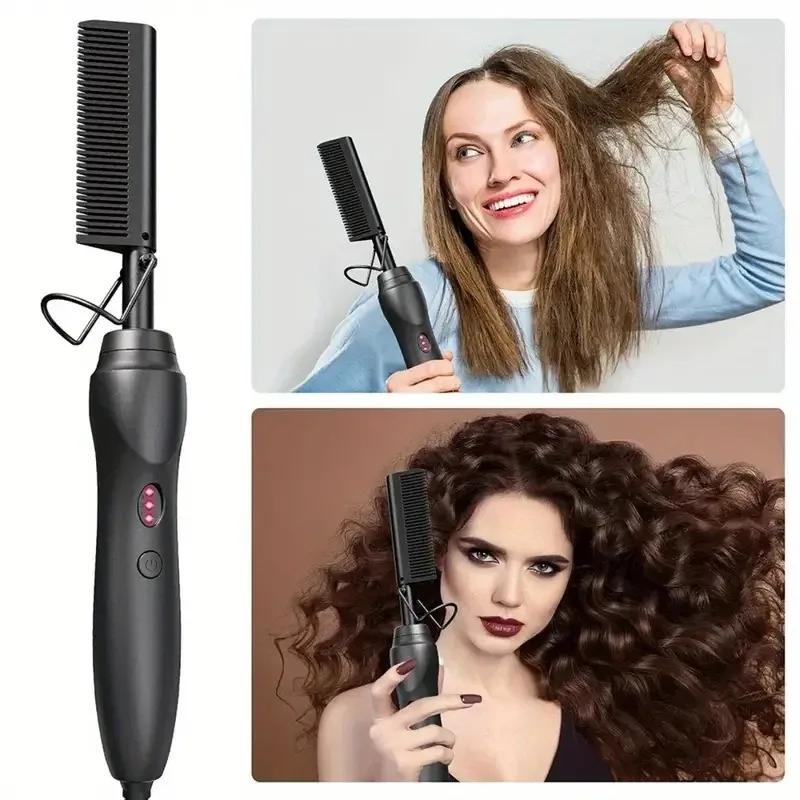 2‑In‑1 Wet Dry Hot Air Hair Brush Multi‑Function Straightening Curling Heated Comb For Household Hair Styling Equipment
