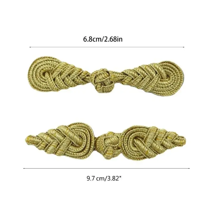 R1WE Chinese Pipa Buckle Buttons Sewing on Buttons Fasteners for Traditional Cheongsam Scarf Cardigan Costume Garments