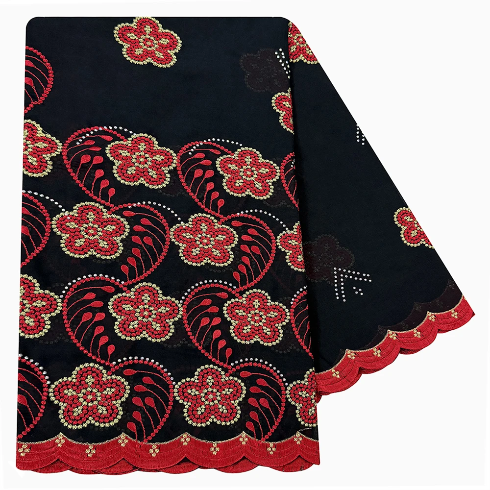 

High Quality 100% Cotton Fabric Rayon Cotton Thread Eembroidered Scarf African Women Hijab Muslim Scarf Dubai Excellent Style