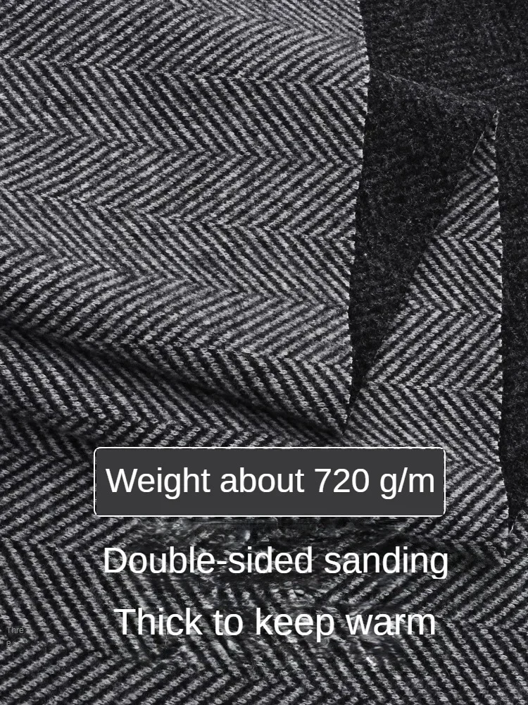 Fashion Herringbone Pattern Woolen Fabric By The Meter for Coats Suits Clothes Sewing Winter Plain Anti-wrinkle Textile Thickend