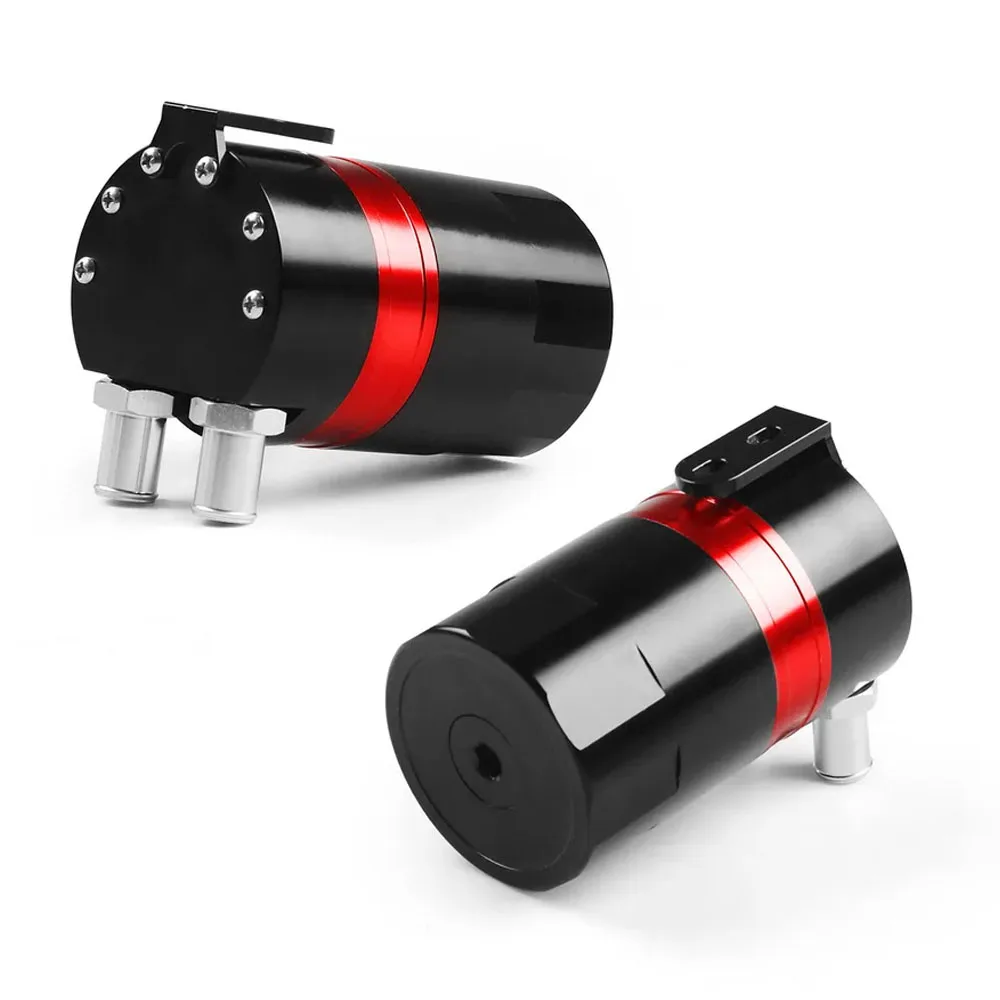 Racing Aluminum Oil Catch Breather Can Reservoir Tank Kit With Filter & 6 Fittings Universal Car Replacement Parts