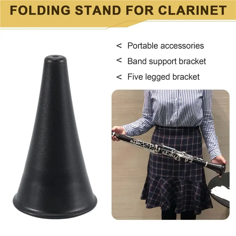 A33R-Portable Clarinet Stand Holder Foldable Support Metal 5-Leg Stand Wind Instrument Accessory
