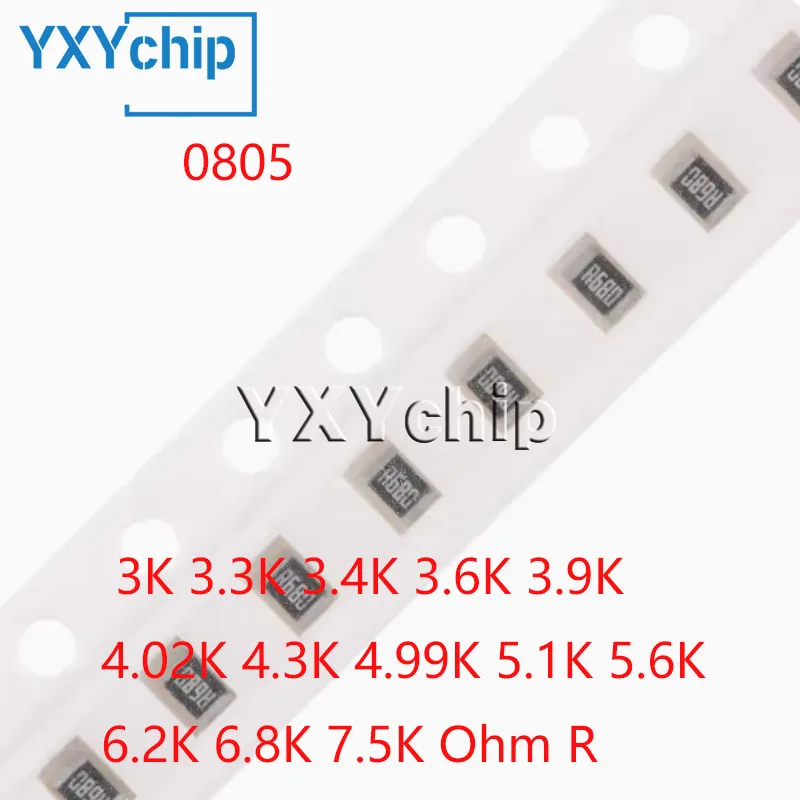 

50pcs/lot Chip Accurate Resistor 2012 0.1% 25ppm 0805 3k 3.3k 3.4k 3.6k 3.9k 4.02k 4.3k 4.99k 5.1k 5.6k 6.2k 6.8k 7.5k Ohm R