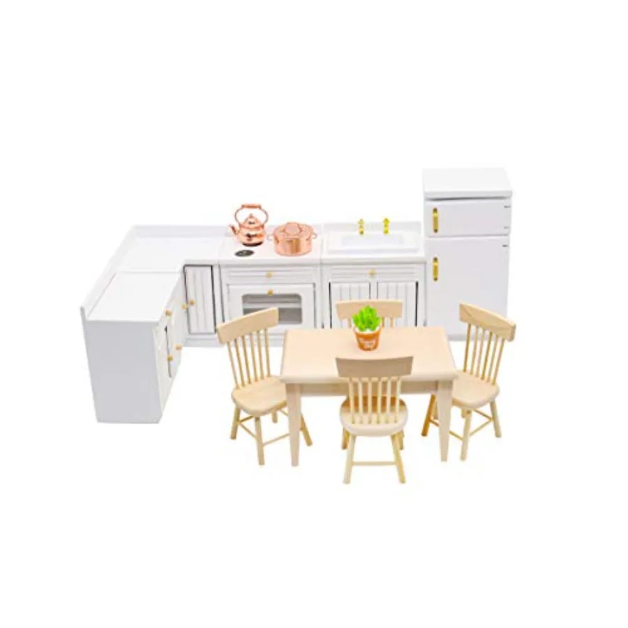 

Миниатюрный деревянный набор мебели для кухни в масштабе 1:12, аксессуары для мини-домиков, модель мебели для подарков на день рождения
