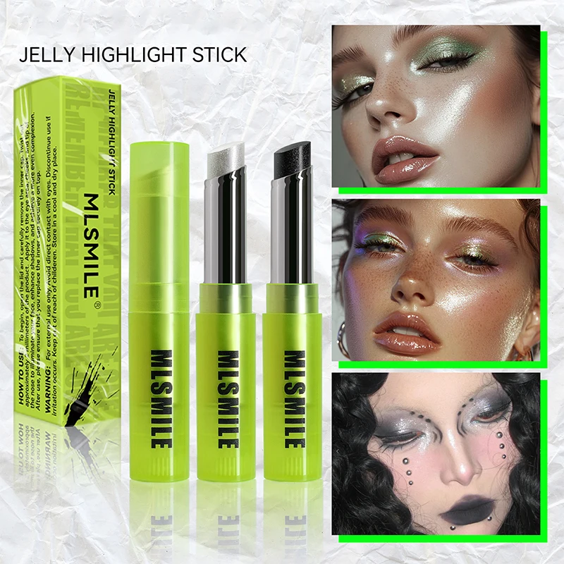 Sombra iluminadora em bastão 2 em 1, brilho de luz de água orvalhado para olhos, bochecha e rosto, maquiagem cremosa e fácil de mistura, bastão de brilho facial