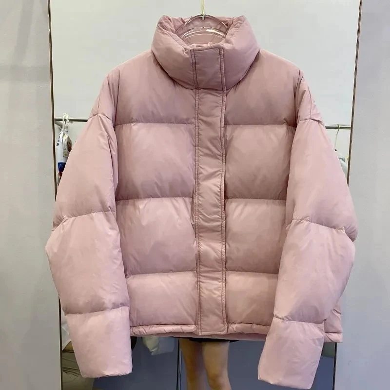 

2024 Winter New White Duck Down Clothing Women's Fashion Tren Loose Thickened Solid Color Short Down Jacket Simple Commute