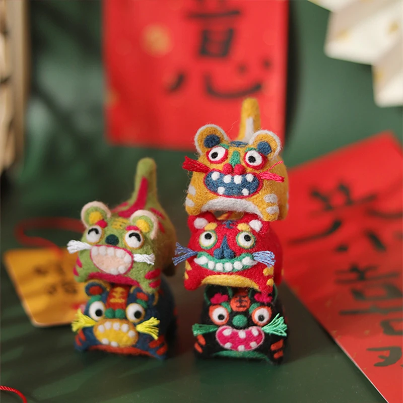 Non-Finished YOMICO Cloth Tiger DIY Custom Handmade Wool Needle Felting Toy Doll Material Kit Accessory Decoration Gift