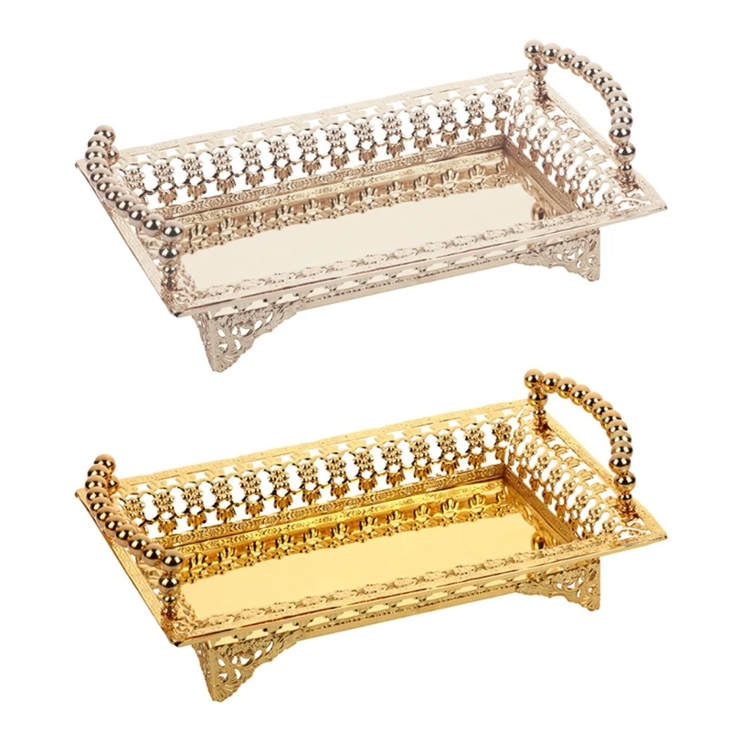 

Light Luxury Fruit Tray Gold/Silver Luxurious Snacks Dessert Plate for Hotel Dropshipping