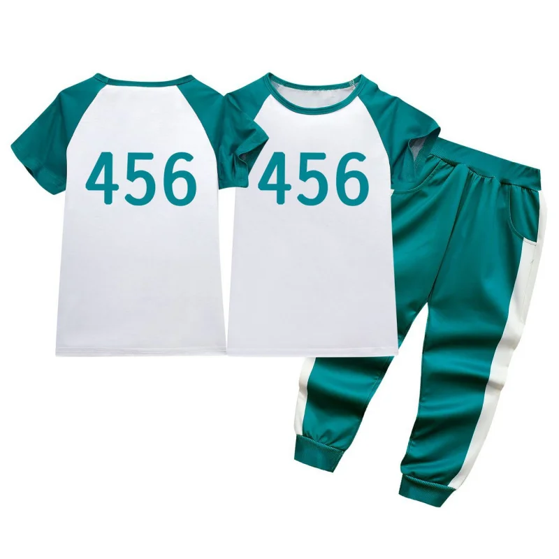 2025 New★ Calamari Number 456 printed hoodie Game 2 Kids Tracksuit Pants Set Cosplay Costume Player Track Suit Outfits ❤♡♥