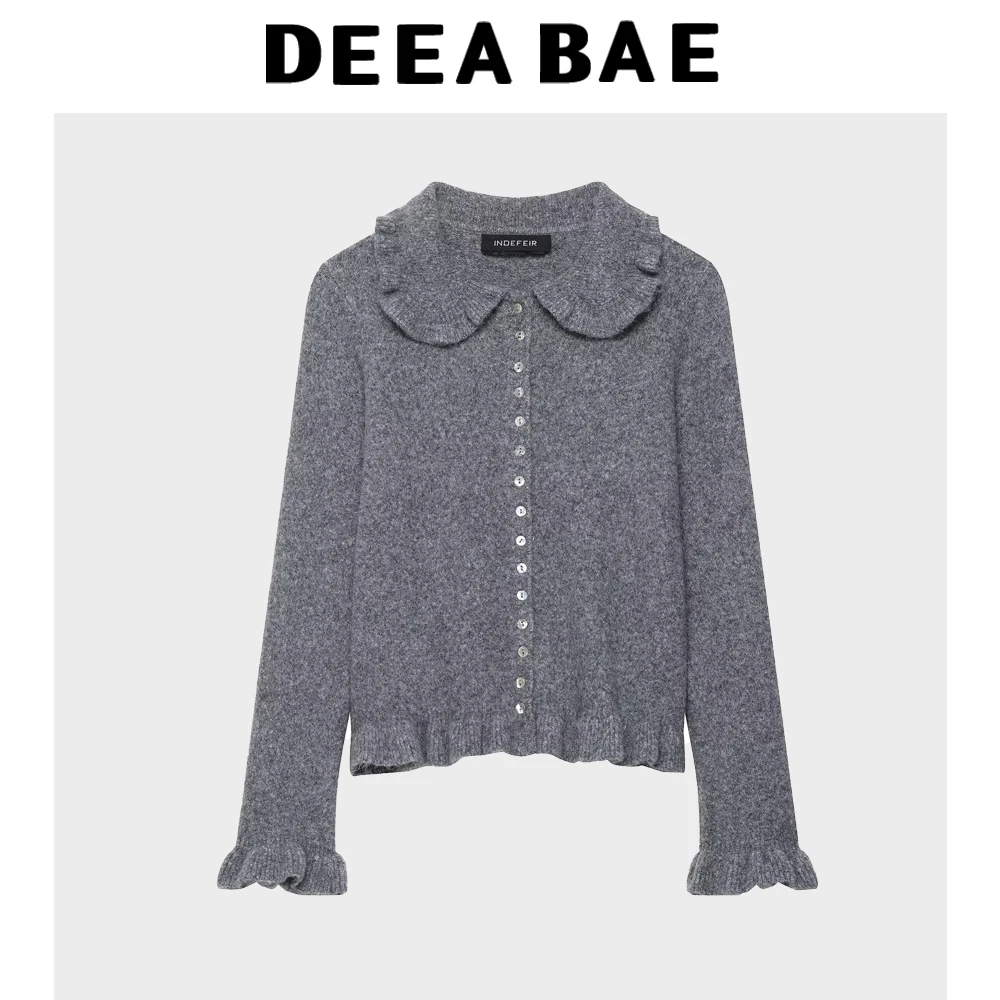 

DEEABAE Autumn New Product Women's Commuting Style Fashion Stacked Decoration Collar Long Sleeve Knitted Coat