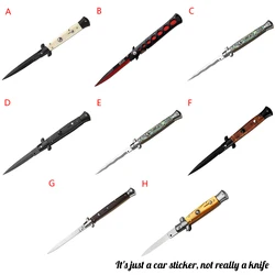 1pc 3D Automatic Switchblade Knife Car Truck Decal Bumper Window Graffiti Stickers Waterproof For Car Or Home Decoration 13cm