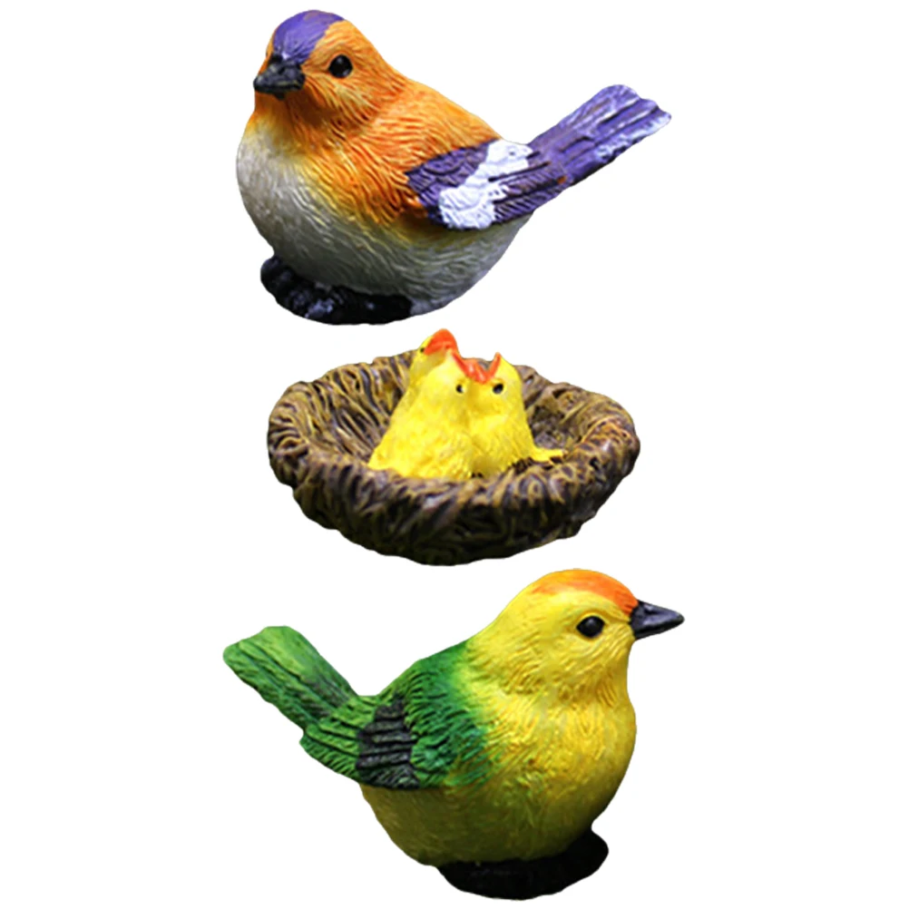 Simulatie Vogel Ornament Figuren Micro Kunstmatige Mini Nest Miniatuur Huis voor Decor Beeldjes Decoraties