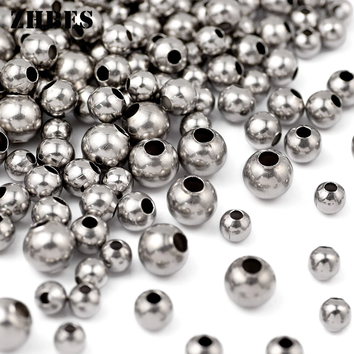 3/4/5/6/8MM Golden Stainless Steel Spacer Beads Ball Metal Round Loose Beads For Jewelry Bracelets Making DIY Accessories