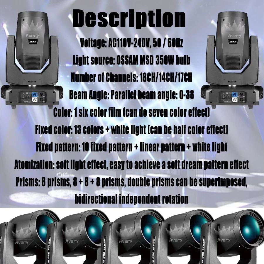 0 Tax 2Pcs Sharpy Beam 350W 17r Moving Head Light With Flight Case LED Moving Head Lighting Beam Spot Wash Stage Lights For Dj