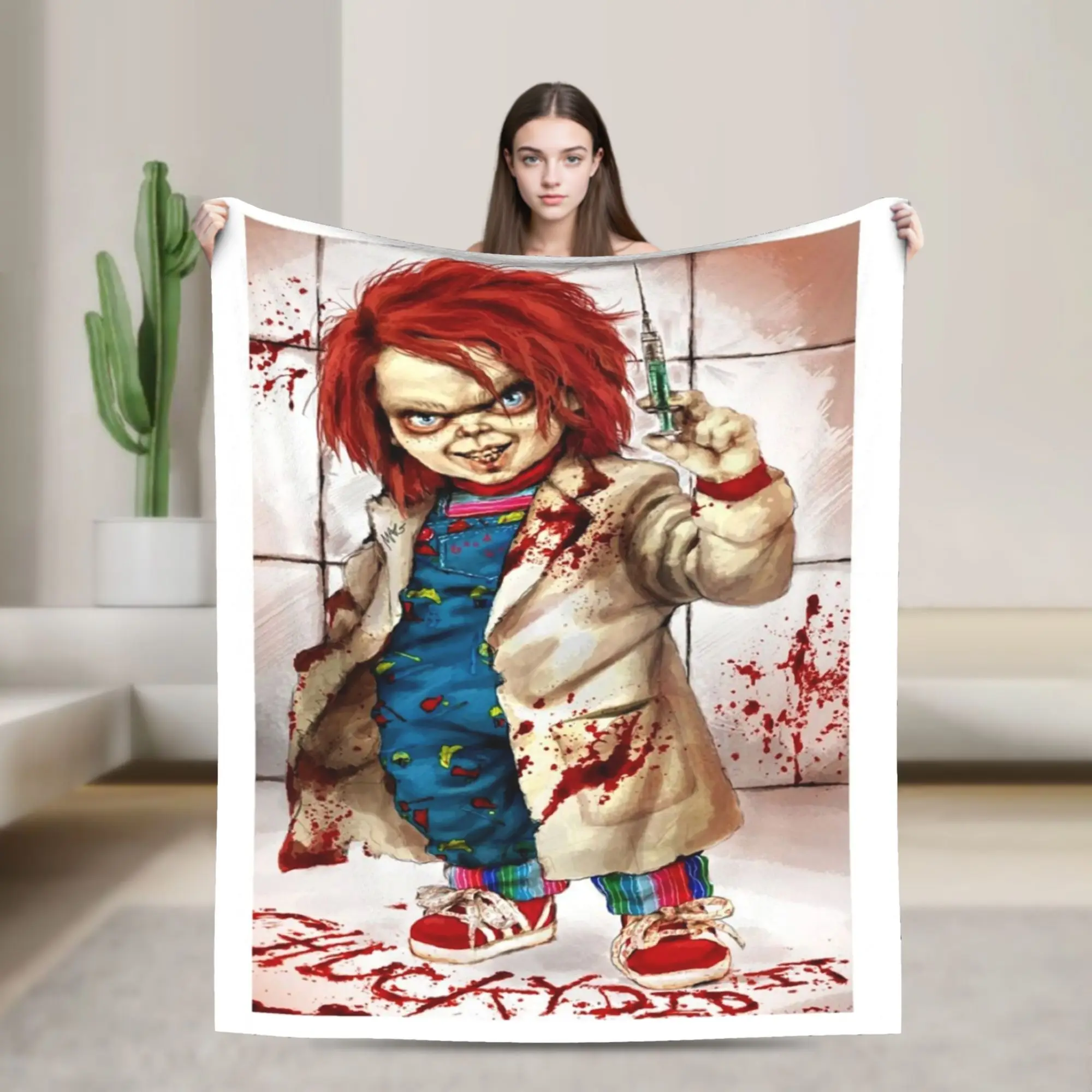 Chuckys Halloween Movie Horror  Fleece Throw Blankets Blankets for Bed Outdoor Lightweight Plush Thin Quilt,