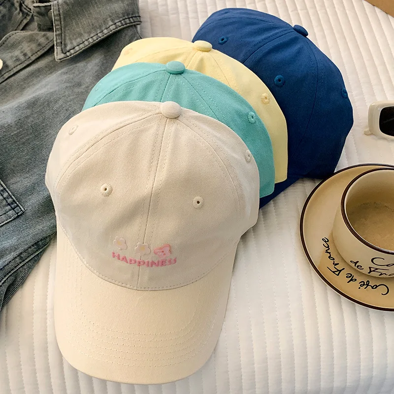 

New Cute flower Baseball Cap Women's Spring Summer Large Circumference Wide Brim Face Slimming Duckbill Korean Versatile Hat