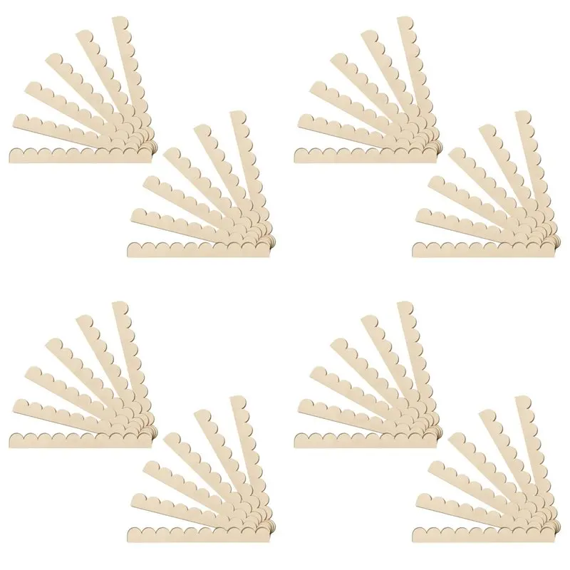 

【CHRISTMAS 】Scalloped Decorative Wood Trim Unfinished Scalloped Edge Wooden Molding Cute DIY Moulding Trims For Cabinet Window 4