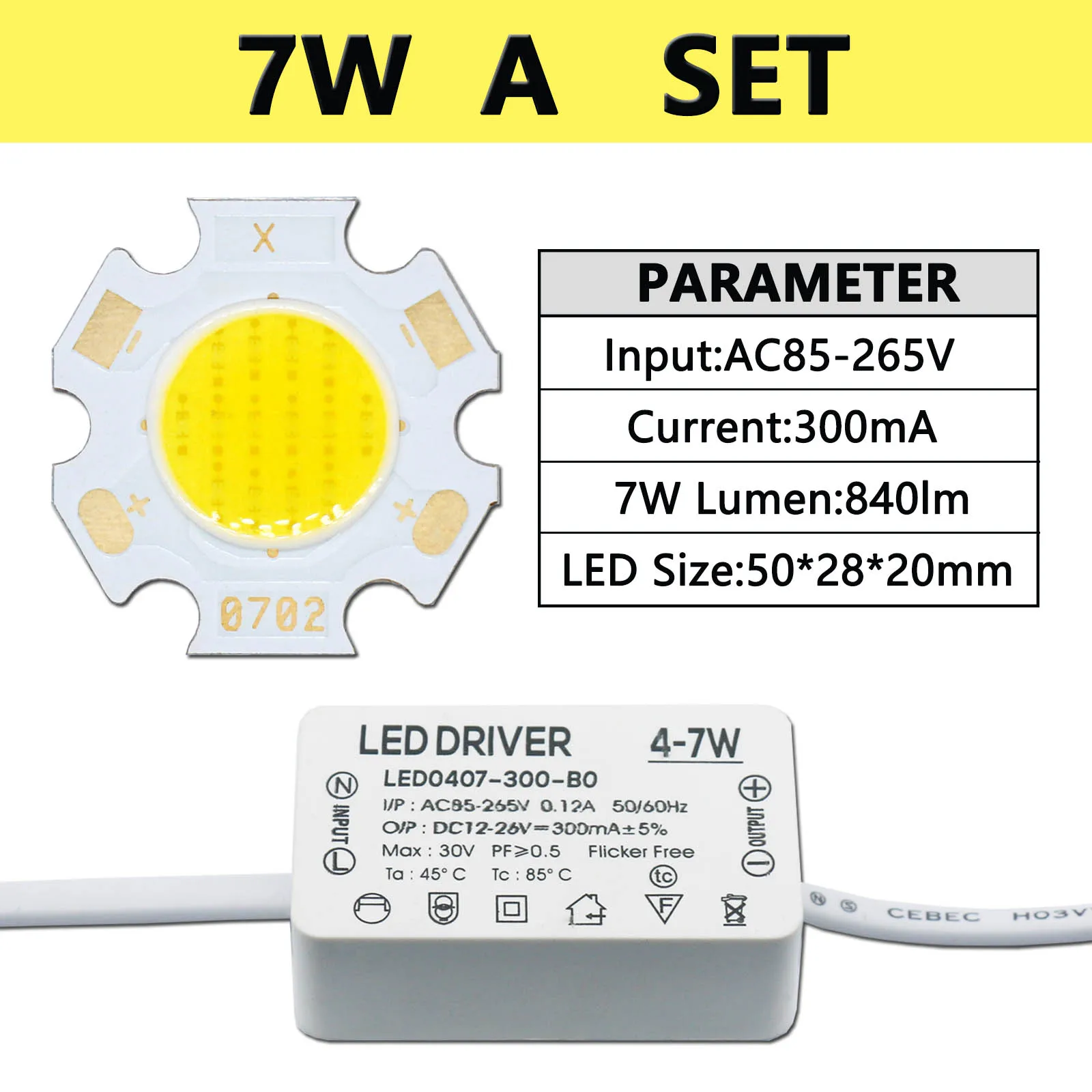 Led Bridgelux Chip Lamp Kraal + Led Driver Pakket 3W 5W 7W 10W 300mA Tricolor Licht bron Lamp Spotlight Plafond Lamp Diy