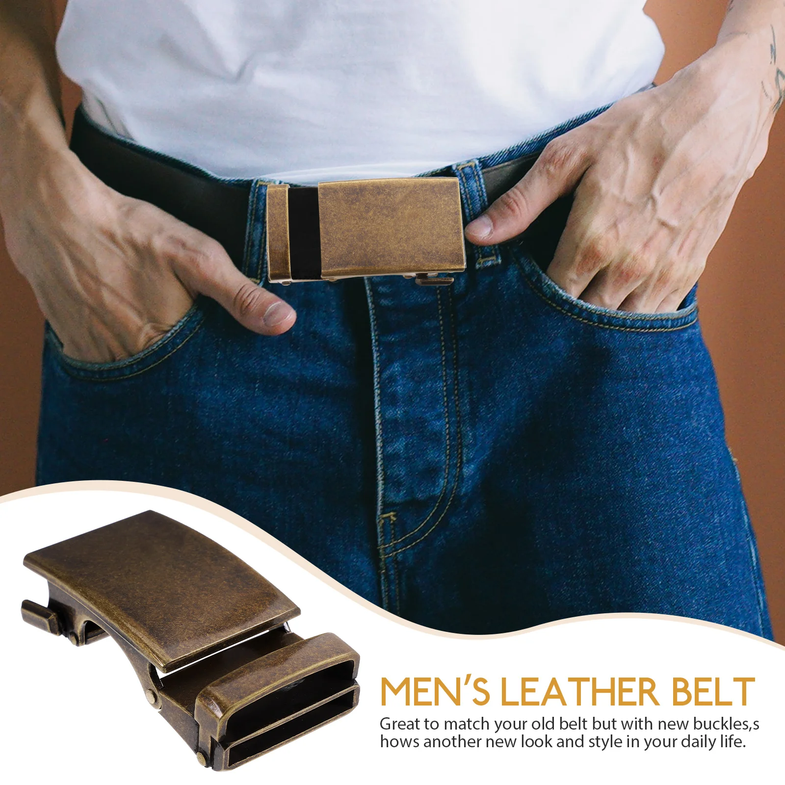 

1pc Men'S Business Alloy Automatic Buckle Unique Plaque Belt Buckles For Straps Black Ratchet Belt Mens Buckles Formal