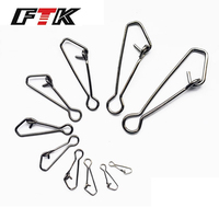 FTK 50Pcs Stainless Steel Fishing Swivels Hooked Snaps Fishing Hook Line Connector Sea Ocean Swivel Rolling Snap Safety Snaps