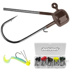 25pcs Fishing Ned Hooks 3.5g 5.5g 6.5g Jig Head Hook High Carbon Steel Weedless Barbed Fishhook Fishing Ned Rig for Bass Fishing