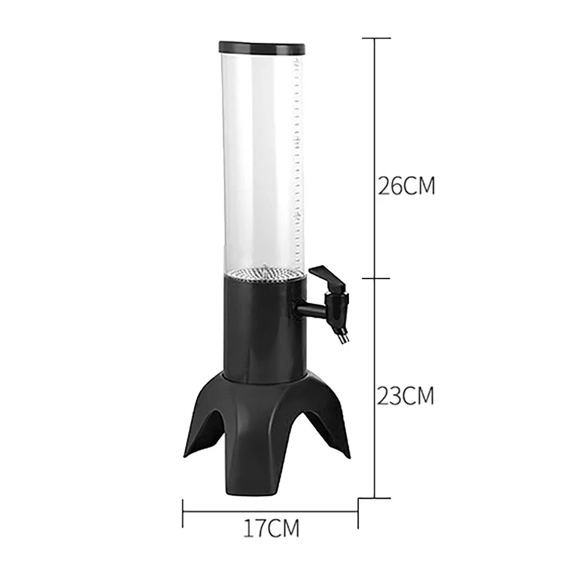 Imagem -04 - Beverage Tower Dispenser com Luz Led Fácil Limpeza Torneira Integrada com Tubo de Gelo Preto Transparente 2x 1.5l