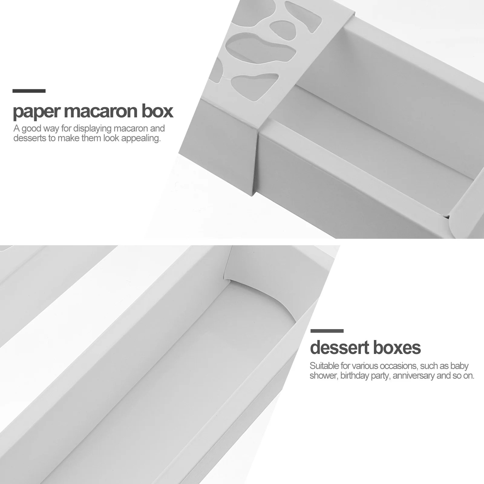 

10Pcs Paper Macaron Box Dessert Boxes Eco-Friendly Food Grade Safe for Bakery Delicate Treats Display Baby Shower