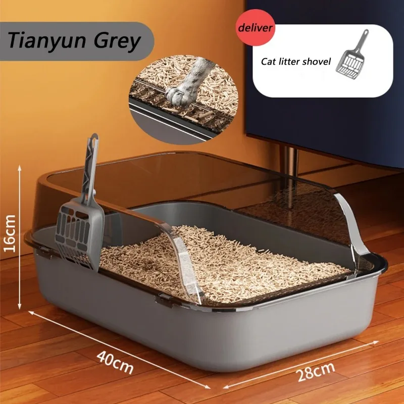 Cat Litter Box Semi-enclosed Thickening Kitty Sandbox High Side Splashproof Pet Bedpans Supplies Pet Toilet Kitten Tray Bedpan