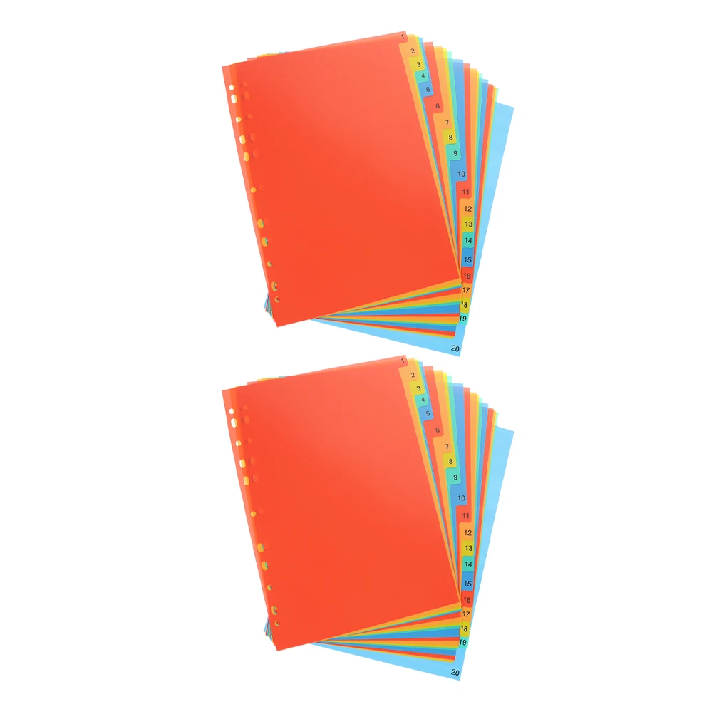 

2 Sets 11-Hole A4 Plastic Binder Dividers 20 Index Tabs Loose-Leaf Page Markers For School Office Organization Folder Dividers