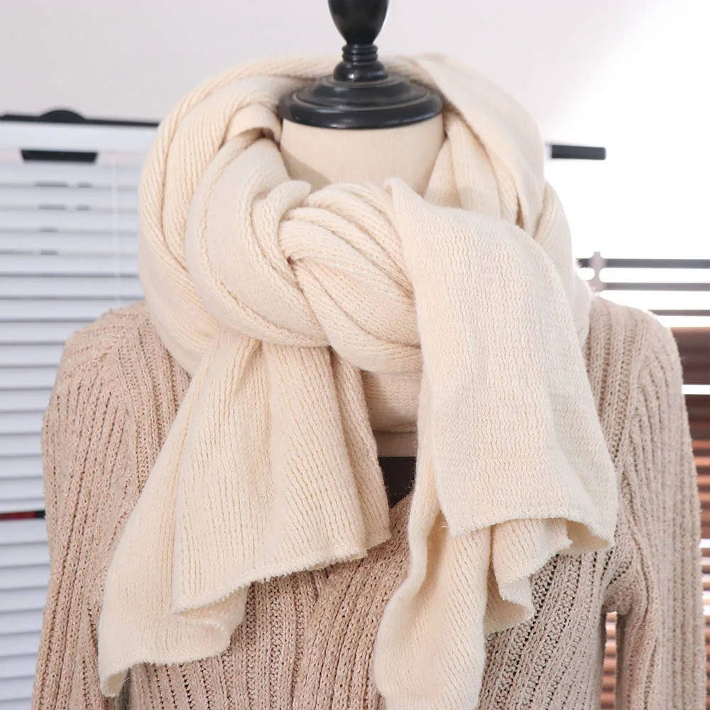 

High Quality Solid Color Men Wool Scarf Simple Long Winter Cashmere Scarf Soft Knitted Coldproof Scarf Gifts