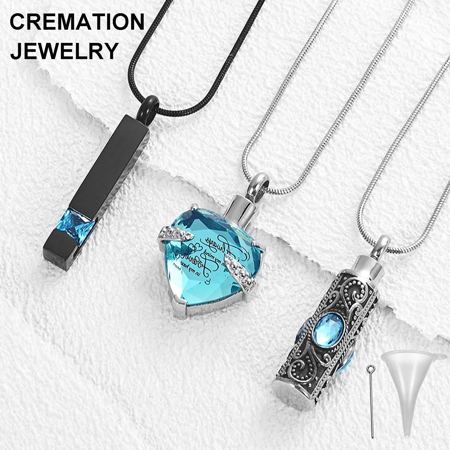 Cremation Jewelry Crystal Heart with Inlaid Heart Shape Pendant Necklace Stainless Steel Women Girl For Ashes Keepsake  Memorial