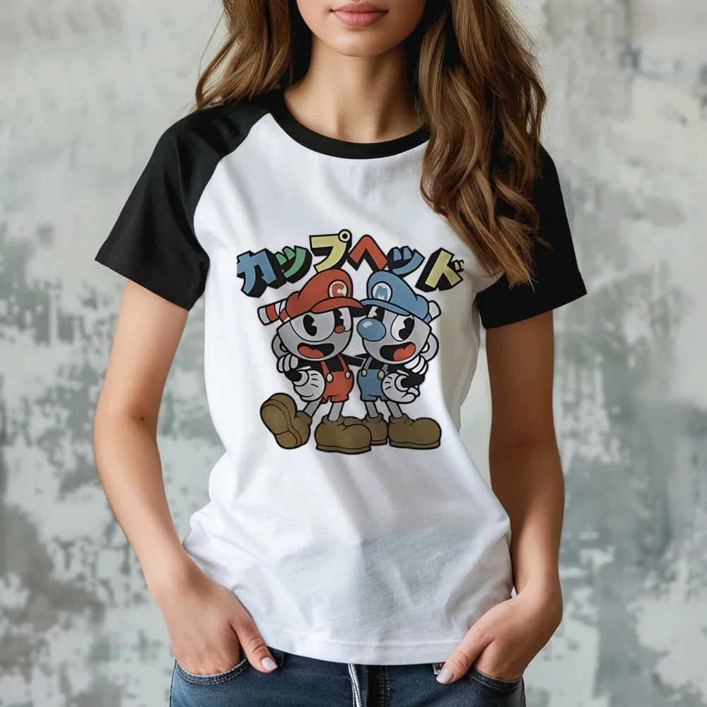 Cuphead top para mujer, camisetas de cómic de manga Y2K, ropa de diseñador para niña