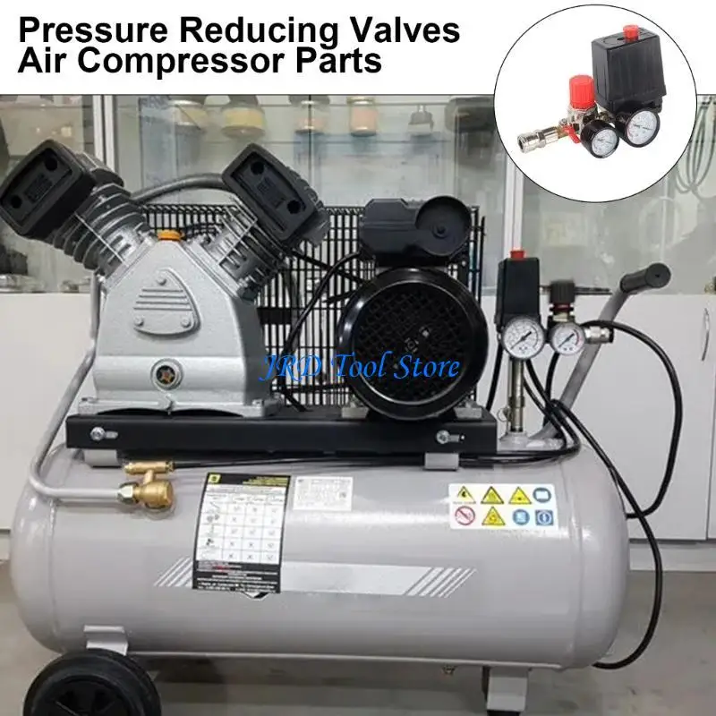 A2UD Air Compressor PressureControl สวิตช์ 220V Manifolds Relief Regulator 30-120psi วาล์วควบคุมด้วยเกจ
