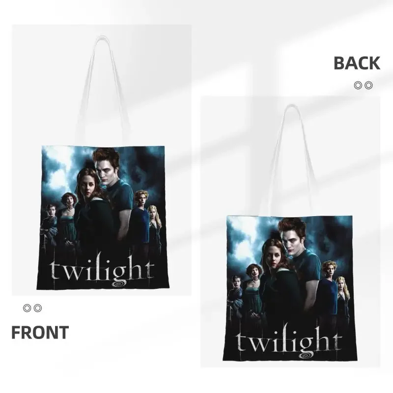 Reusable The Twilight Saga Vampire Shopping Bag Women Canvas Shoulder Tote Bag Washable Fantasy Film Grocery Shopper Bags