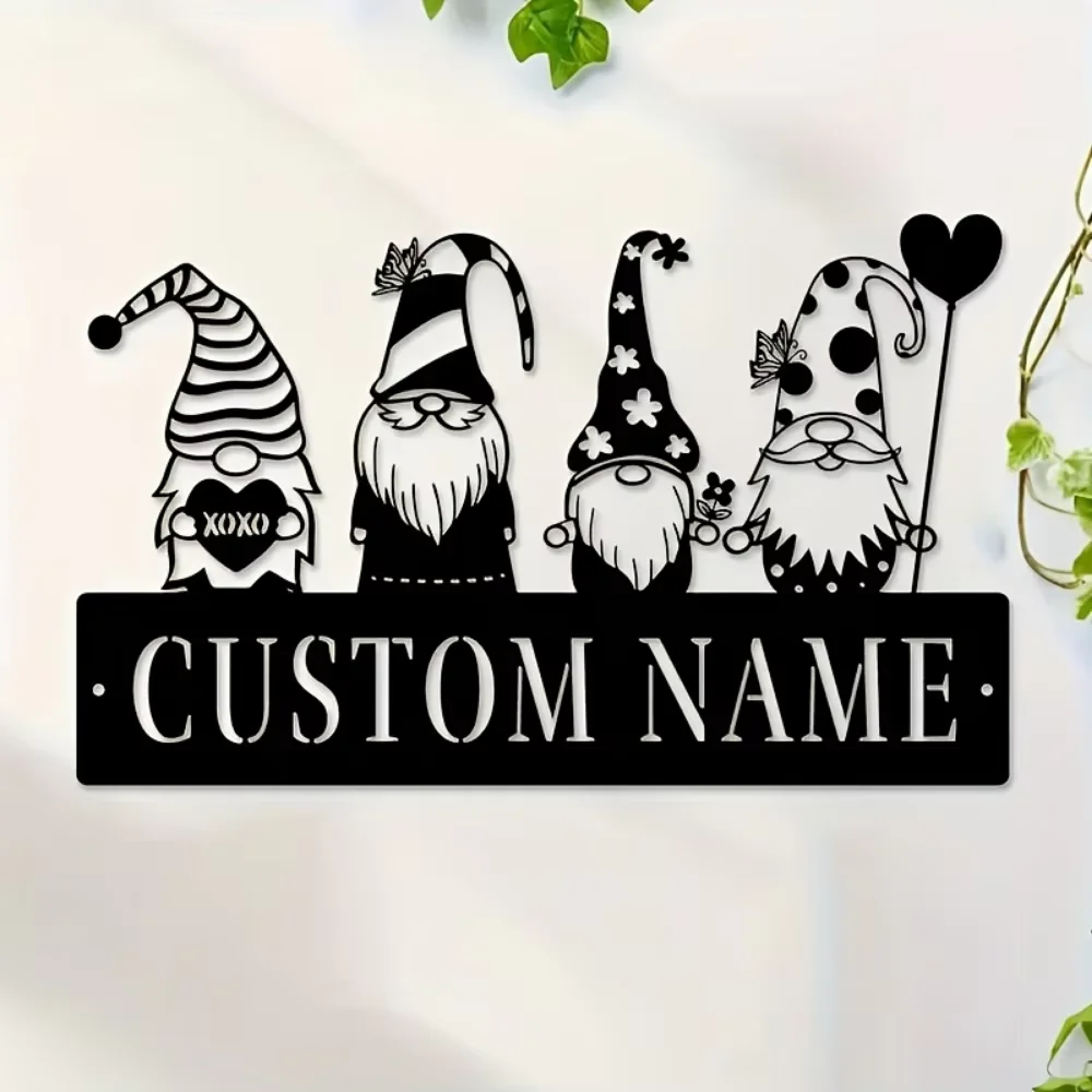 

Exclusive Metal Gnome Wall Deco - Tailorable. Personalize w/ Name. Ideal Farmhouse Gift for Any Space.