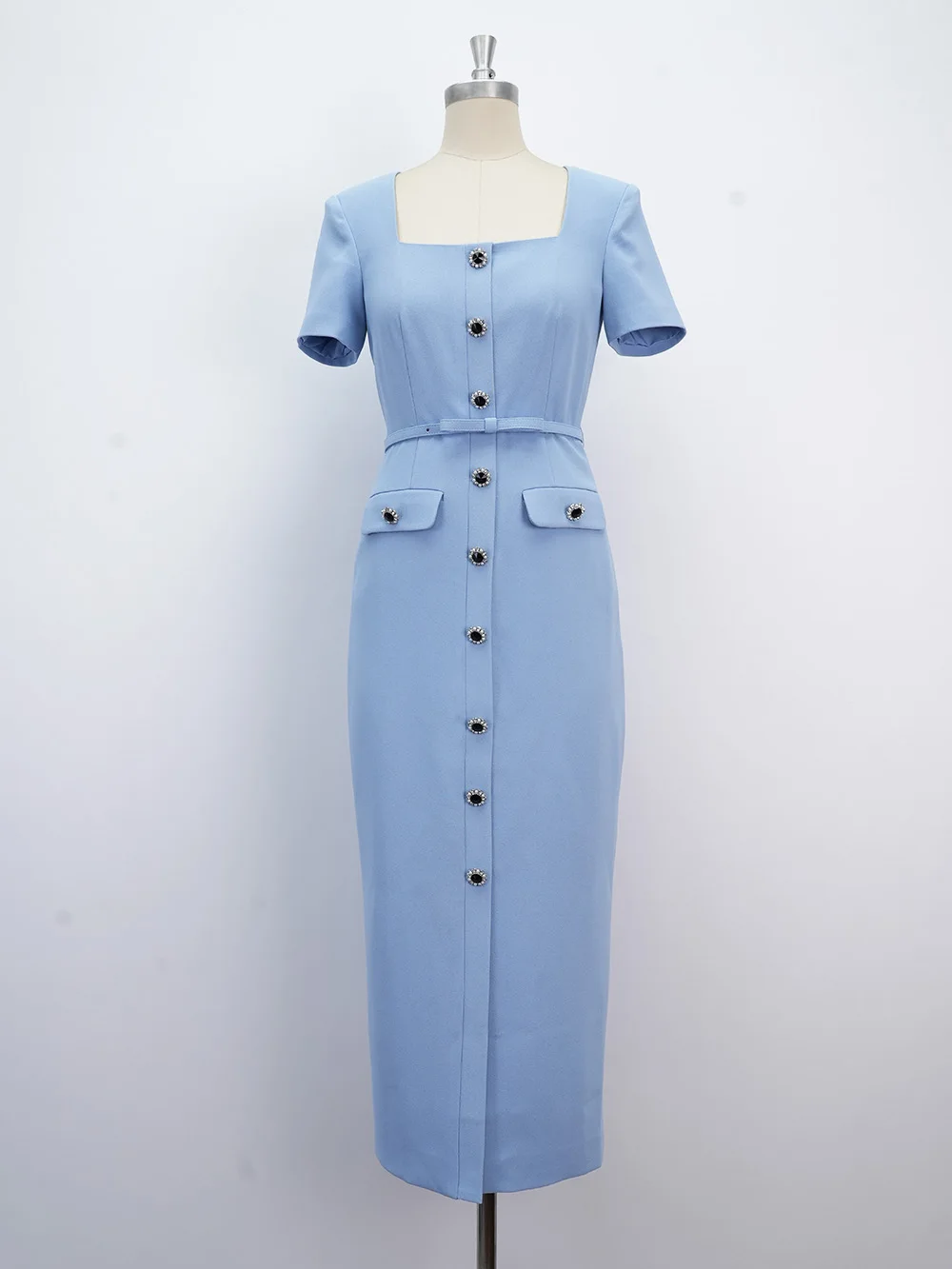 

Original Boutique Blue Pearl Sunflower Buttons Bodice Midi Dress UK 4-12