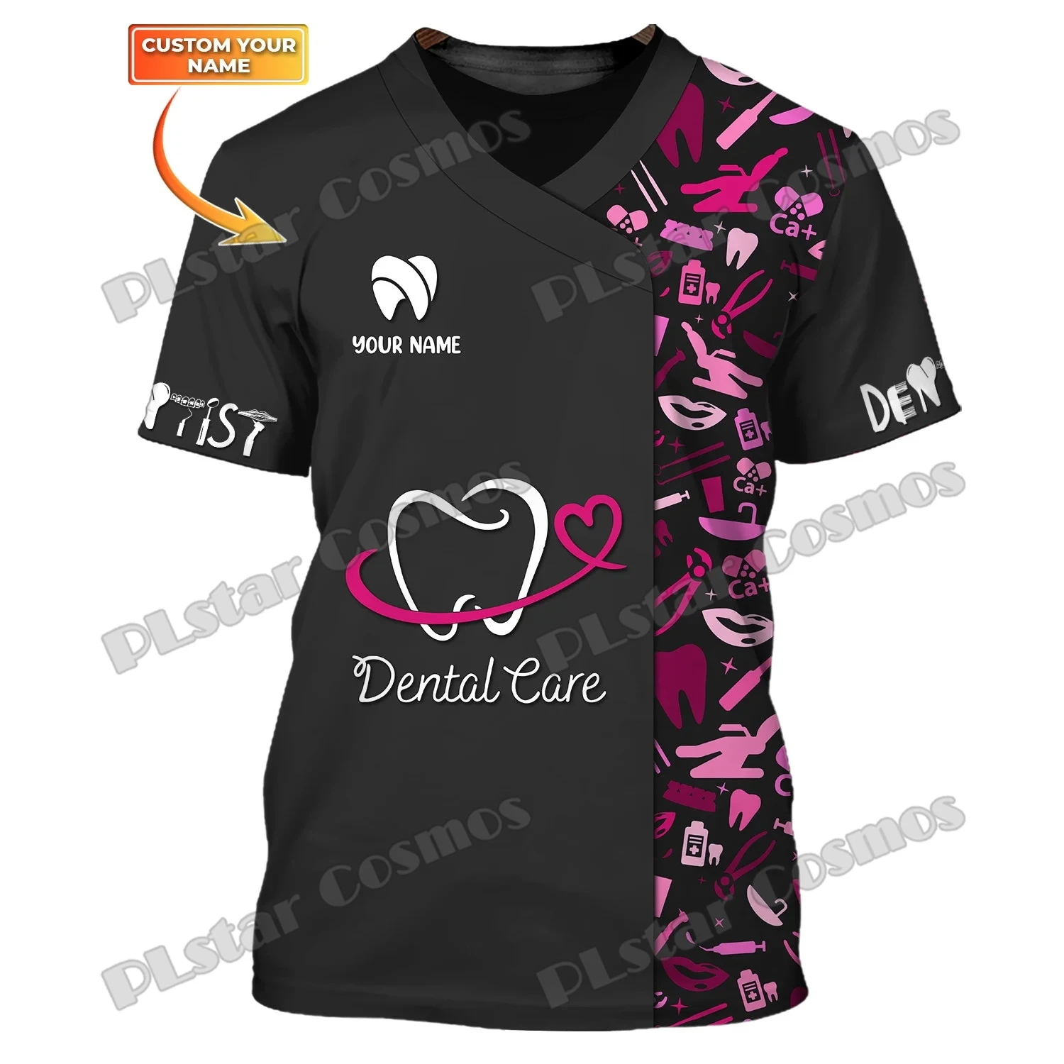 2023 sommer Neueste Herren t-shirt Benutzerdefinierte Name Dental Werkzeuge Muster 3D Gedruckt Zahnarzt T-shirt Unisex Casual Cool Tee Shirt DW209